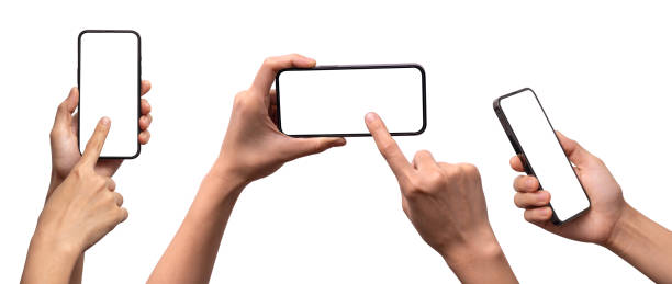 istock Hand holding Smartphone pro with white screen and modern design - isolated 1388014850