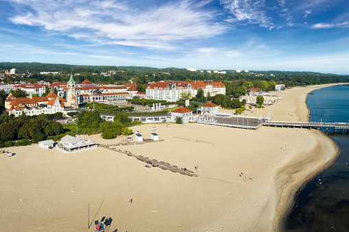 Holidays in Poland - morning view of beach in the Sopot health resort