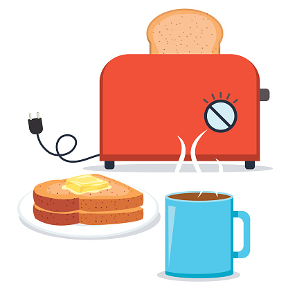 A cute flat color breakfast food design with toast and coffee. File includes EPS Vector file and high-resolution jpg.