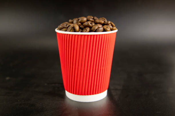 3d rendering of coffee takeaway paper cup, isometric view, background.
