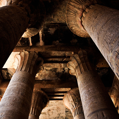 Vestibule antechamber at the Temple of Edfu in Edfu, Egypt.