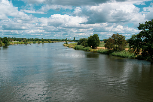 The river Saale near Calbe in Saxony-Anhalt. The river Saale flows into the Elbe at Barby.