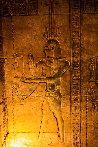 Luxor, Egypt - December 10 2023: Colorful hieroglyphs on the wall in Tomb of Ramesses V and Ramesses VI, KV9, Valley of the Kings