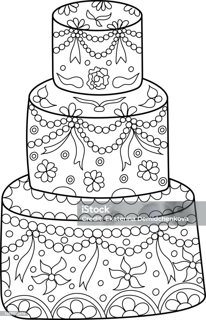 Cake Colorless Cake And Sweets Candies Cookies Colorless Linear Stock Illustration ...