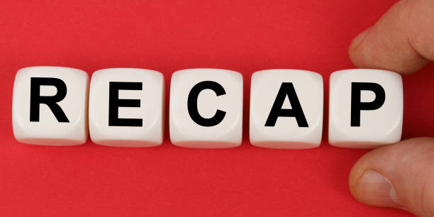 istock On the red surface, white cubes with the inscription - RECAP 1388023186