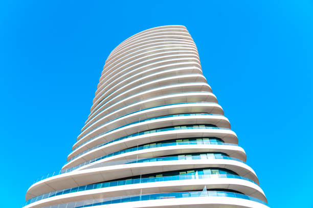 Riverside apartment blocks at Battersea Reach in London