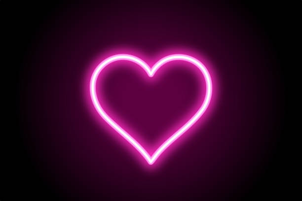 Red pink neon heart symbol sign