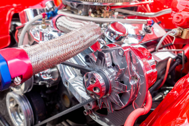 istock Old vintage retro upgraded classic car engine 1388026395