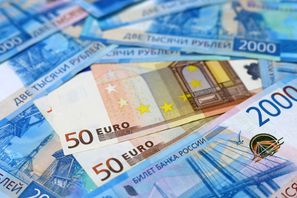 istock Euro banknotes surrounded by Russian rubles 1388026836