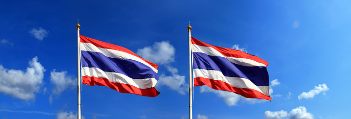 Two Thailand flag at flagpole