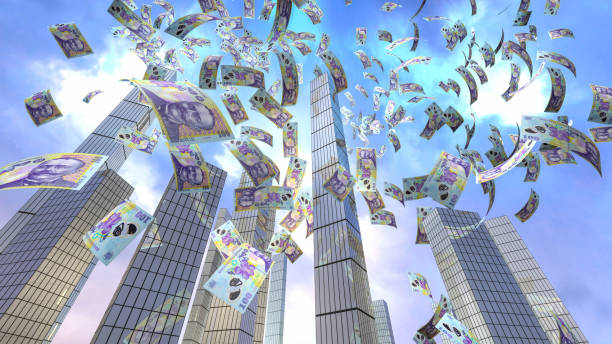 istock Romanian Lei Flying in City 1388031649