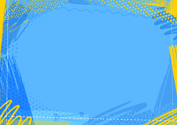 illustrations, cliparts, dessins animés et icônes de cadre de stylo marqueur astucieux bleu - watercolor painting geometric shape abstract backgrounds