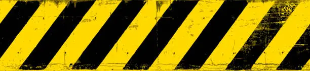 Vector illustration of Danger! Seamless yellow and black grunge warning lines