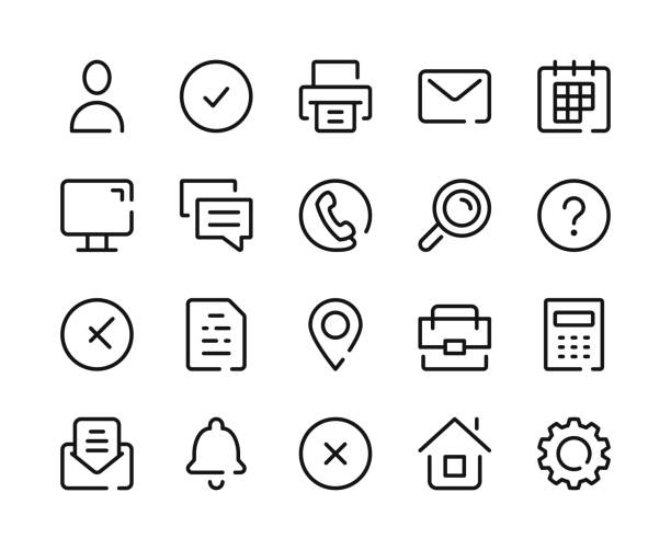 Basic icons. Vector line icons set. UI buttons, essential user interface concepts for web and mobile. Outline symbols, pictograms, linear graphic elements. Modern design vector art illustration