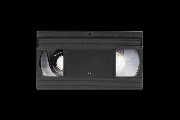 VHS videotape is isolated on a black background front view