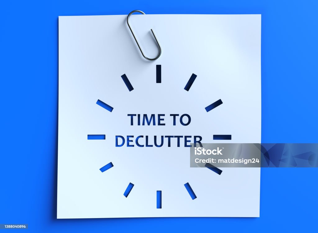 Time to Declutter Announcement Message Stock Photo
