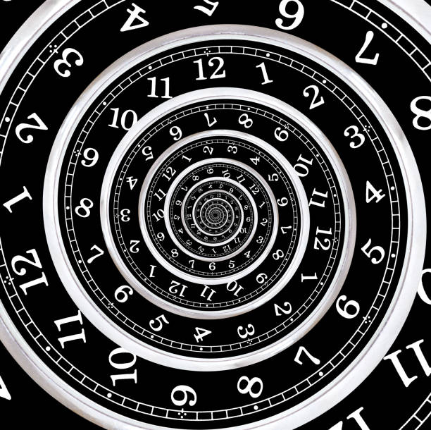 istock Swirled black and white watch face 1388042048