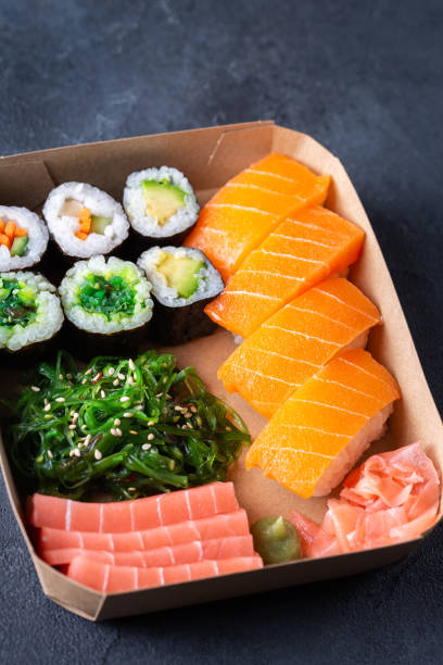 istock Vegan Sushi, Sashimi and Maki Rolls with Plant based seafood 1388044490