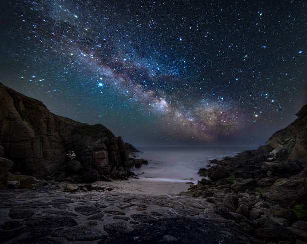 The Galactic Core of the Milky Way Porthgwarra, Cornwall milky way stock pictures, royalty-free photos & images