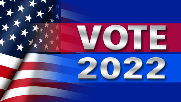 Vote 2022 with the United States of America flag Vote 2022 with the United States of America flag midterm election stock illustrations