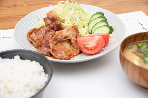 istock Homemade pork ginger-grilled set meal 1388054724