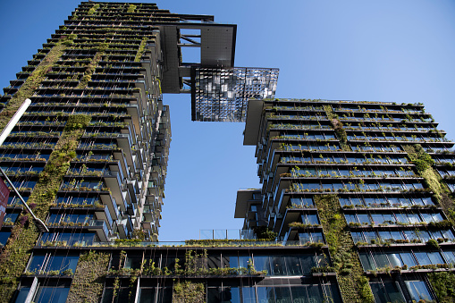 One Central Park in Chippendale, Sydney, NSW - a mixed use, dual high-rise building with cantilevered heliostat and vertical garden. 5 star green star rated