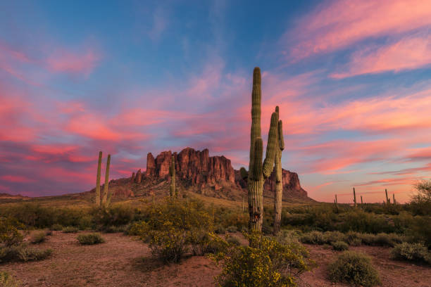istock The Superstition Mountains at sunset in Arizona 1388056389