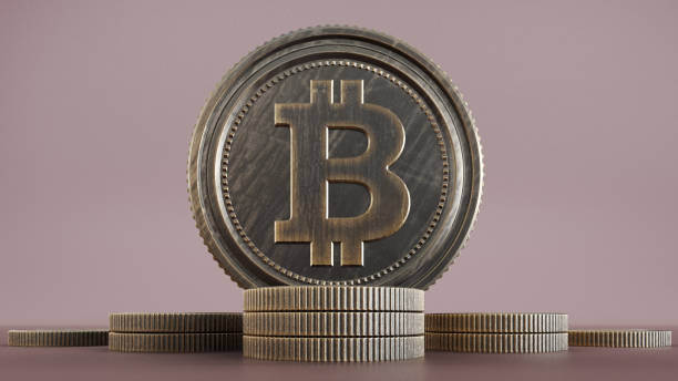 istock metallic bitcoin coins isolated on colored backgound, Bitcoin Gold Coins 3D Set. 1388061903