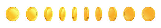 istock Set of rotating gold coins. 3d dollar coins. Golden money set. 1388067971