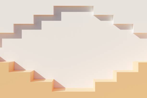 istock Minimalistic abstract staircase podium white and beige background 3d illustration 1388068312