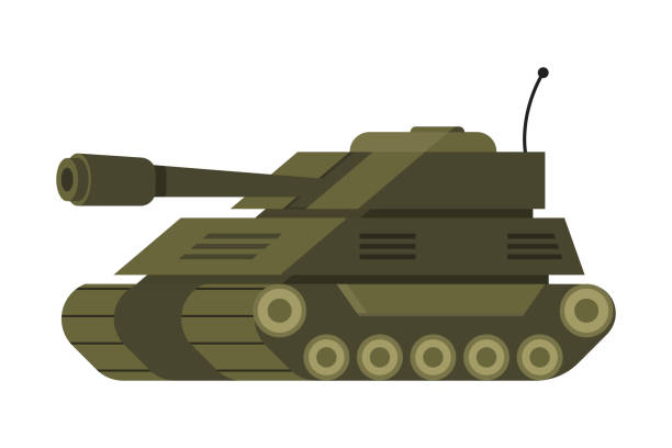 cartoon militärpanzer. vektorillustration - vorratstank stock-grafiken, -clipart, -cartoons und -symbole