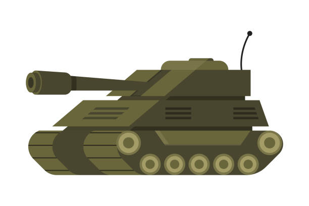 stockillustraties, clipart, cartoons en iconen met cartoon military tank. vector illustration - tank