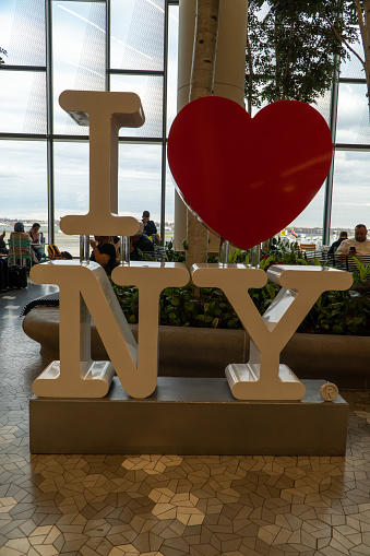 New York, New York, USA - 03.25.2022
- I Love New York Sign at LaGuardia Airport