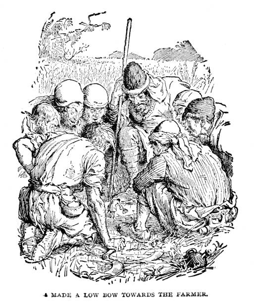 istock Man  Bows to Farmers, Gulliver's Travels Series 1388081419