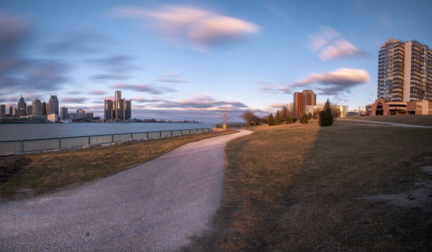 istock The Detroit and Windsor Skyline at Dusk 1388088520