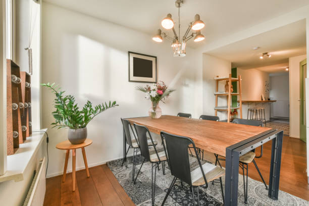 istock Interior of the dining area with a wooden table top 1388090455
