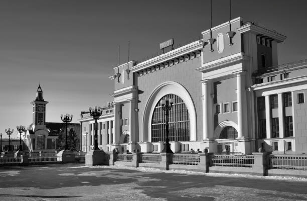 Novosibirsk Railway Station Is The Main One. The largest railway station on the Trans-Siberian railway with a suburban station. Siberia, Russia, 2022
