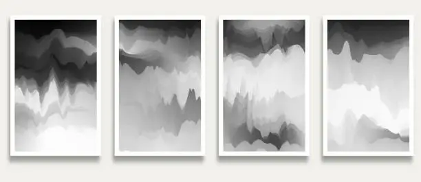 Vector illustration of Vector Gradient Fluidity Monochrome Mountain Watercolors Ink Wash Painting Scene Pattern Banner Card Design Element,Illustration Abstract Backgrounds Collection