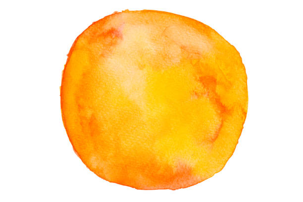 istock Hand painting orange and yellow watercolor circle element. 1388097212