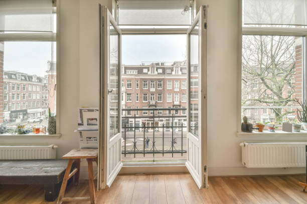 istock Exit to the balcony with a metal fence 1388099808