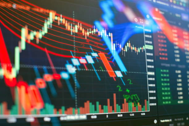 istock Financial statistics, stock exchange prices summarized in candle stick chart. 1388102630