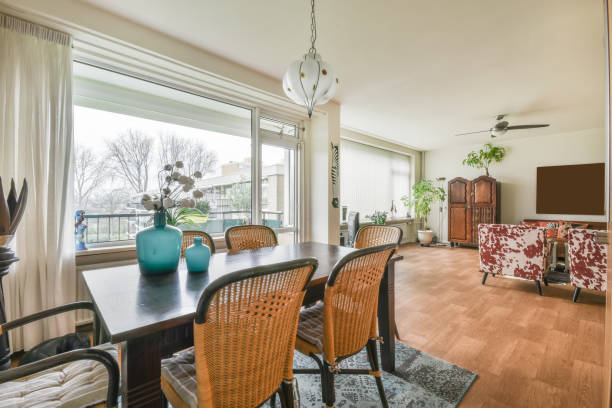 istock Dining area with wicker furniture 1388103881