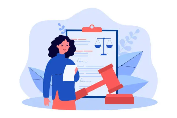 Vector illustration of Lawyer working on judicial contract