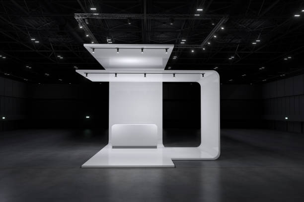 istock Exhibition stand for mockup and Corporate identity,Display design.Empty booth Design.Retail booth elements in Exhibition hall.booth Design trade show.Blank Booth system of Graphic Resources.3d Background for online Event,conference,live.3d render. 1388110354