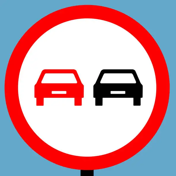 Vector illustration of No overtaking road traffic sign