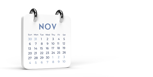 Monthly Set Desk Calendar 2022 template: 3D illustration on empty white surface with large space for additional text. Horizontal composition with dropped shadow. Set of 12 Months. Week starts on Sunday. Stationery planner.