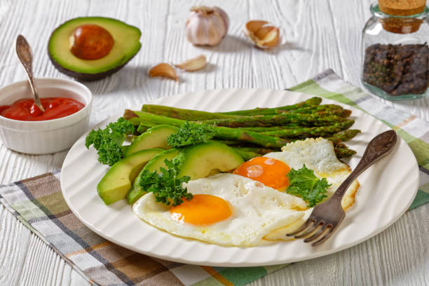 istock roast asparagus, ripe avocado and fried eggs 1388115705