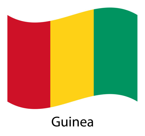 machanie flagą gwinei izolowane tło - guinea bissau flag stock illustrations