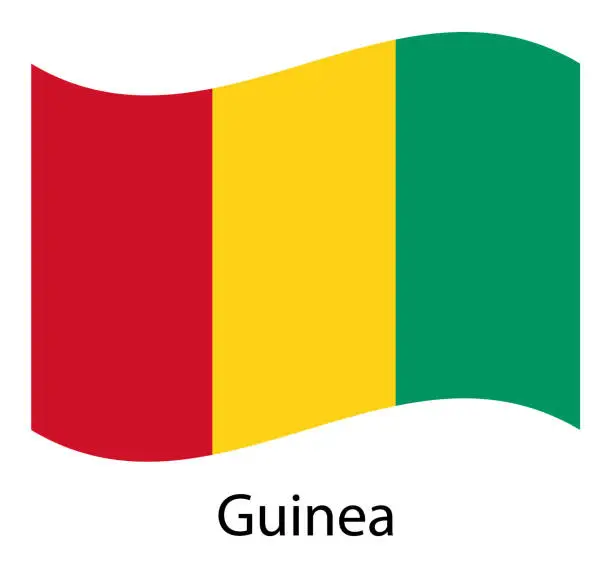 Vector illustration of Waving the Guinea flag isolated background