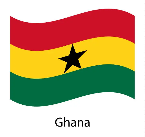 Vector illustration of Flag of Ghana, Ghana flag Golden waving